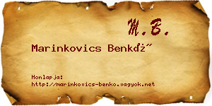 Marinkovics Benkő névjegykártya